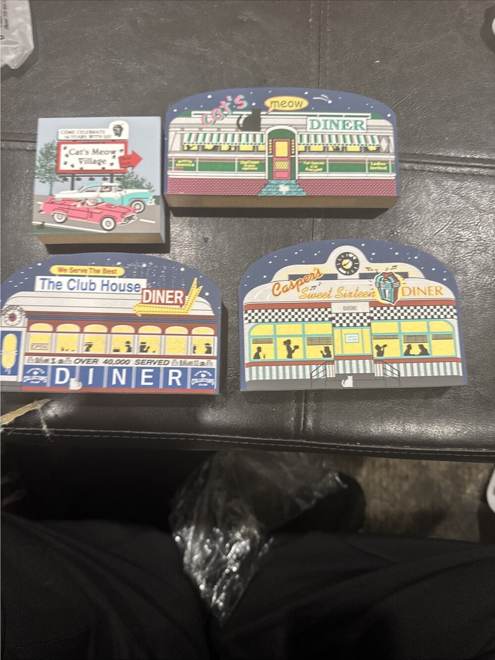 Cat’s Meow Village 1998 Sweet Sixteen Diner Set Lot of 4 Wood Decor